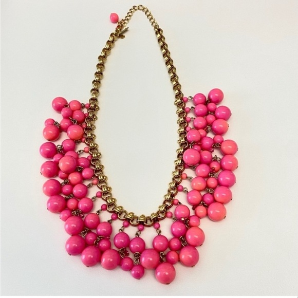 kate spade Jewelry - Kate Spade "Sweet As Pie" Bright Pink Cluster Beaded Collar Bib Necklace
